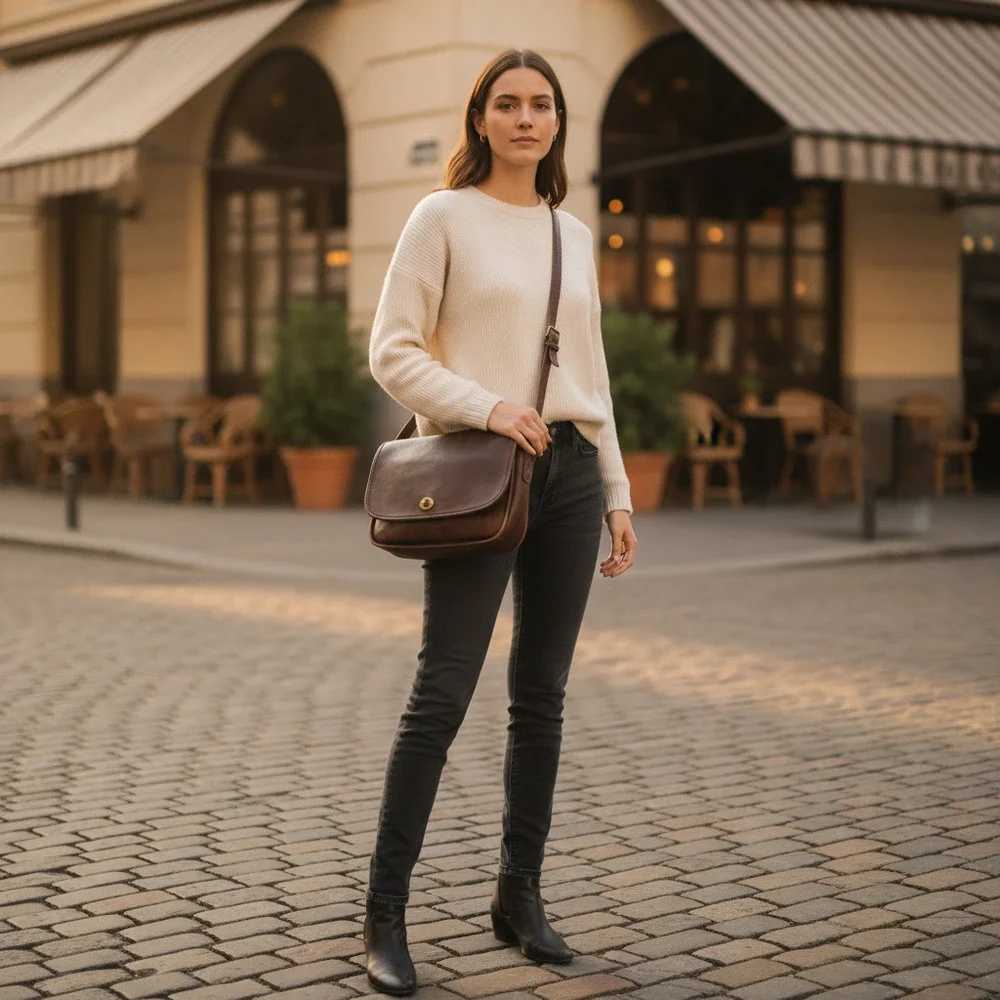 Coach Brown Leather Crossbody Bag | Vintage City Purse OS